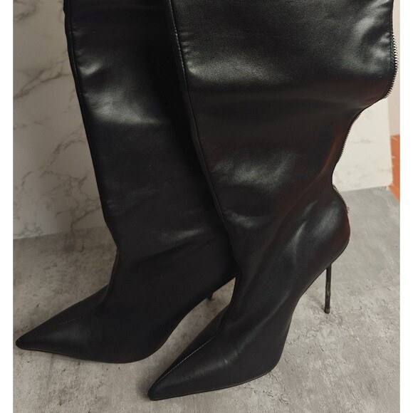 Shane Justin Shoes - Women's Shane Justin Thigh high heel boots black faux leather 28"  size 38 US7.5